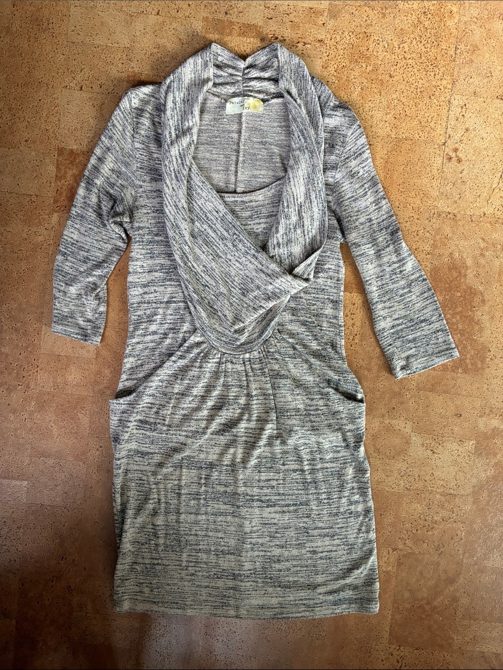 Paisley & Ivy Cowl Neck 3/4 Sleeve Dress Camel and Black